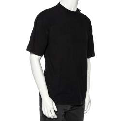 Pre Owned Balenciaga Black Cotton Logo Detailed Crew Neck T-Shirt S