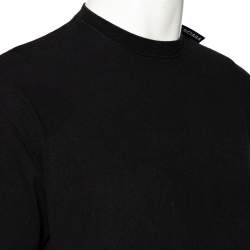 Pre Owned Balenciaga Black Cotton Logo Detailed Crew Neck T-Shirt S