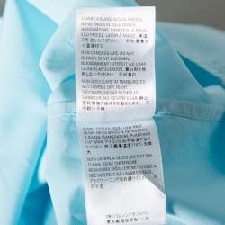 Pre Owned Balenciaga Light Blue Cotton Logo Print Detailed Short Sleeve Oversized Shirt S