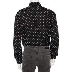 Pre Owned Balenciaga Black Monogram Printed Cotton Button Front Shirt M