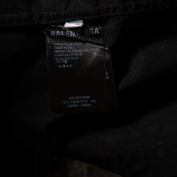 Pre Owned Balenciaga Black Monogram Printed Cotton Button Front Shirt M