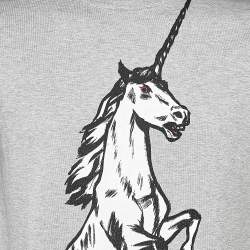 Pre Owned تي شيرت بالنسياغا قطن طباعة يونيكورن رصاصي برقبة مستديرة مقاس صغير جدًا (إكس سمول) 