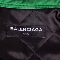 Pre Owned Balenciaga Green Bal Dragon Printed Cotton Padded Oversized Shirt S