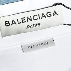 Balenciaga White Cotton Contrast Collar Detail Button Front Shirt M 