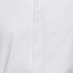 Balenciaga White Cotton Contrast Collar Detail Button Front Shirt M 
