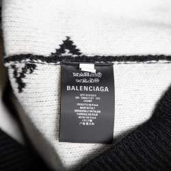 Balenciaga Black Allover Logo Wool & Camel Knit Oversized Sweater L