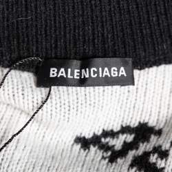Balenciaga Black Allover Logo Wool & Camel Knit Oversized Sweater L