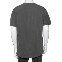 Pre Owned Balenciaga Grey Cotton Logo Printed Oversized T-Shirt XS