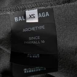 Pre Owned Balenciaga Grey Cotton Logo Printed Oversized T-Shirt XS