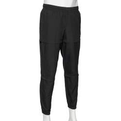 Balenciaga Black Synthetic Logo Printed Elasticized Waist Joggers XS