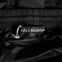 Balenciaga Black Synthetic Logo Printed Elasticized Waist Joggers XS