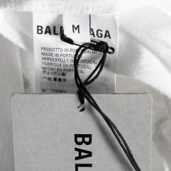Pre Owned Balenciaga White Logo Printed Cotton Knit Oversized T-Shirt M
