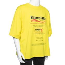 Pre Owned Balenciaga Yellow Cotton Dry Cleaning Boxy T Shirt XL
