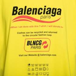 Pre Owned Balenciaga Yellow Cotton Dry Cleaning Boxy T Shirt XL