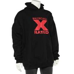 Pre Owned هودي بالنسياغا قطن مطبوع أسود X ريتد مقاس صغير - سمول