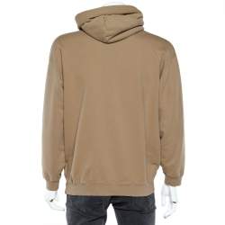 مملوكة مسبقًا Balenciaga Light Brown Logo Printed Cotton Knit Hoodie L