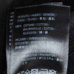 Pre Owned تي شيرت بالنسياغا قطن أسود مطرز شعار الماركة رقبة مستديرة أكمام قصيرة كبير الحجم مقاس كبير (لارج)