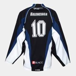 Balenciaga Color Block Paneled Logo Printed Mesh Jersey Hockey T-Shirt XXS