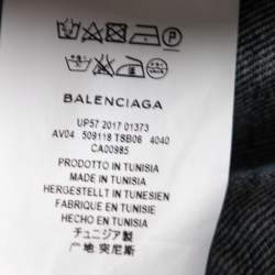 Pre Owned Balenciaga Blue Denim Front Pocket Long Sleeve Jacket S