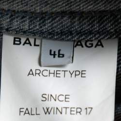 Pre Owned Balenciaga Blue Denim Front Pocket Long Sleeve Jacket S
