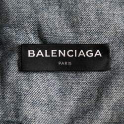Pre Owned Balenciaga Blue Denim Front Pocket Long Sleeve Jacket S