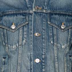 Pre Owned Balenciaga Blue Denim Front Pocket Long Sleeve Jacket S
