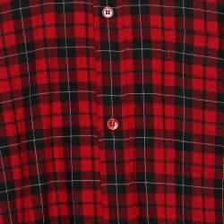 Pre Owned قميص بالنسياغا قطن كاروهات أحمر مطبوع شعار الماركة كبير الحجم مقاس كبير (لارج)