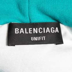 مملوكة مسبقًا Balenciaga Blue Logo Distressed Cotton Sweatshirt Hoodie M