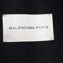 مملوكة مسبقًا جاكيت بالنسياغا صوف مزيج أسود مزين سحاب مقاس كبير ( لارج )