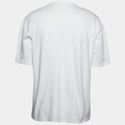 Pre Owned Balenciaga White Cotton Logo Printed Short Sleeve T-Shirt M