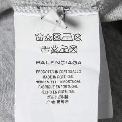 Pre Owned Balenciaga Grey Leather Pocket Detail Cotton T-Shirt XL