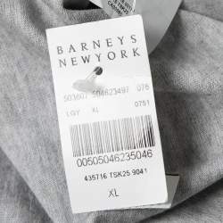 Pre Owned Balenciaga Grey Leather Pocket Detail Cotton T-Shirt XL