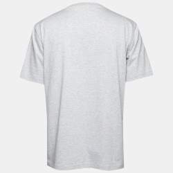 Pre Owned Balenciaga Grey Leather Pocket Detail Cotton T-Shirt XL