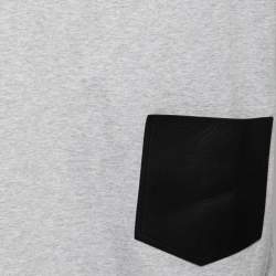 Pre Owned Balenciaga Grey Leather Pocket Detail Cotton T-Shirt XL