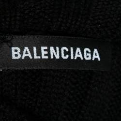 مملوكة مسبقًا سويتر بالنسياغ ا صوف أسود مضلع رقبة مرتفعة مقاس صغير (سمول)