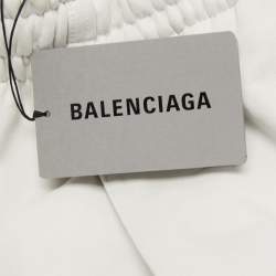 Balenciaga White Logo Embroidered Cotton Shorts S