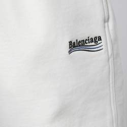 Balenciaga White Logo Embroidered Cotton Shorts S