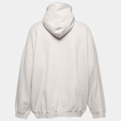 Pre Owned Balenciaga Grey Fashion Week Print Cotton Hoodie S