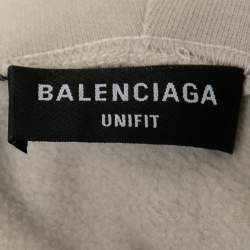 Pre Owned Balenciaga Grey Fashion Week Print Cotton Hoodie S