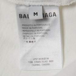 مملوكة مسبقًا Balenciaga White Cotton Fuel Gauge Graphic Print T-Shirt M