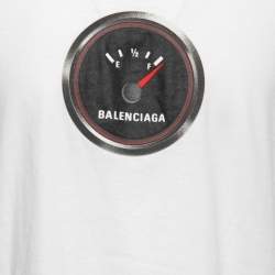 مملوكة مسبقًا Balenciaga White Cotton Fuel Gauge Graphic Print T-Shirt M