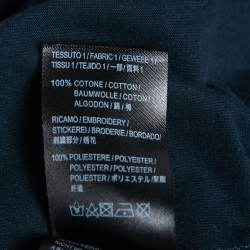 Pre Owned Balenciaga Navy Blue Logo Embroidered Cotton T-Shirt S