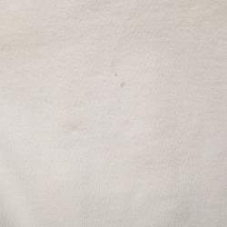Pre Owned Balenciaga Cream Cotton Logo Printed Crewneck T Shirt M
