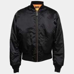 Pre Owned Balenciaga Black Synthetic Logo-Embroidered Padded Bomber Jacket XS