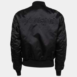 Pre Owned Balenciaga Black Synthetic Logo-Embroidered Padded Bomber Jacket XS