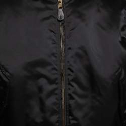 Pre Owned Balenciaga Black Synthetic Logo-Embroidered Padded Bomber Jacket XS