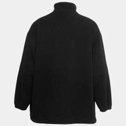 Pre Owned Balenciaga Wool Fleece Logo Embroidered Oversized Zip-Up Jacket S