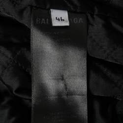 Pre Owned Balenciaga Wool Fleece Logo Embroidered Oversized Zip-Up Jacket S