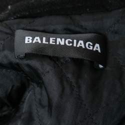 Pre Owned Balenciaga Wool Fleece Logo Embroidered Oversized Zip-Up Jacket S