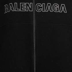 Pre Owned Balenciaga Wool Fleece Logo Embroidered Oversized Zip-Up Jacket S